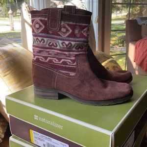 Naturalizer Coffee/Red Suede boots - Basha Size 7.5